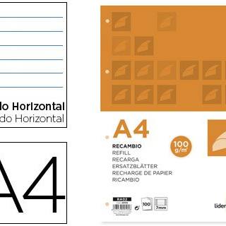 recambio-liderpapel-a4-100-hojas-100g/m2-horizontal-con-ddoble-margen-4-taladros-papelería-telli