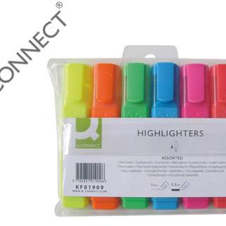 rotulador-q-connect-fluorescente-punta-biselada-estuche-de-6-colores-papelería-telli