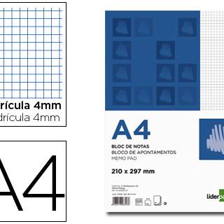 bloc-notas-liderpapel-cuadro-4mm-a4-80-hojas-60g/m2-papelería-telli