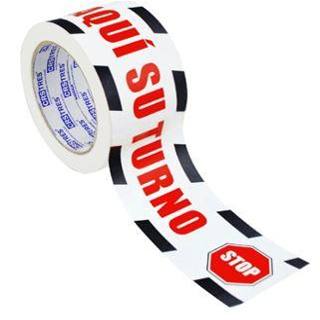 cinta-de-señalizacion-adhesiva-72mm-x-25metros-rojo/blanco-"espere-aquí-su-turno"-papelería-telli