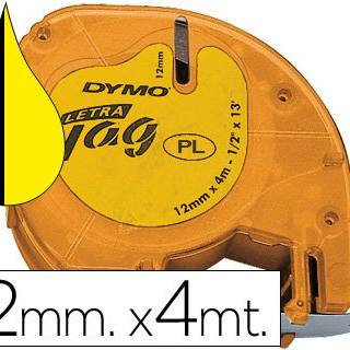 cinta-dymo-12mmx4mt--negro/hiperamarillo-para-maquina-letratag-papelería-telli