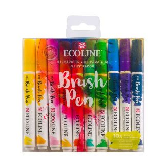 estuche-10-brush-pen-surtido-ilustra-ecoline-papelería-telli