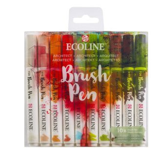 estuche-10-brush-pen-surtido-arquitect-ecoline-papelería-telli