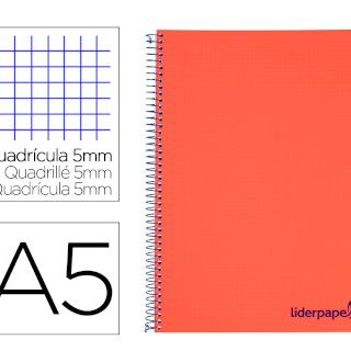cuaderno-espiral-liderpapel-a5-micro-wonder-rojo-plastico-120h-90g-cuadro-5mm-5-bandas-6-taladro-papelería-telli