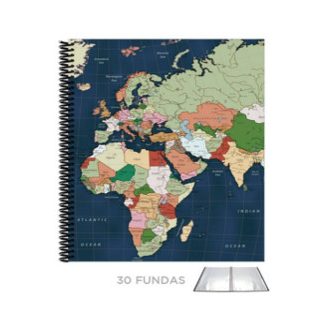 carpeta-30-fundas-espiral.-c/goma-mapamundi-azul-oscuro-papelería-telli