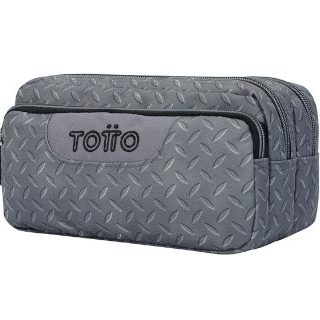 estuche-tres-cremalleras-totto-multiusos-gris-metalico-agapec-papelería-telli