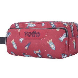 estuche-tres-cremalleras-totto-multiusos-estampado-cohete-agapec-papelería-telli