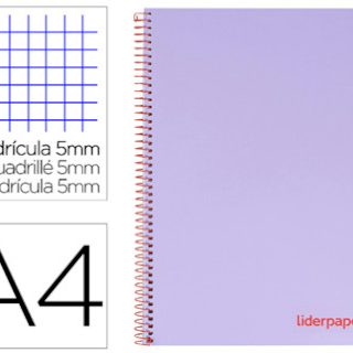 cuaderno-espiral-liderpapel-lila-a4-micro-wonder-tapa-plastico-120h-90-gr-cuadro-5-mm-5-bandas-4-t---papelería-telli