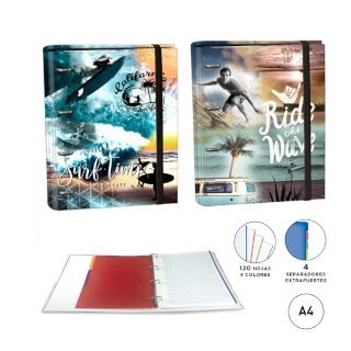 carpeta-ringbook-a4-4-anillas-100h--c/separadores-surf-surtido-papelería-telli