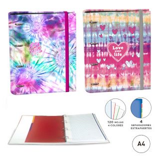 carpeta-ringbook-a4-4-anillas-100h--c/separadores-tie-dye-surtido-papelería-telli