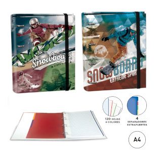 carpeta-ringbook-a4-4-anillas-100h--c/separadores-snowboard-surtido-papelería-telli