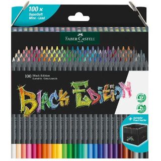 lapices-colores-faber-castell-con-estuche-carton-100-udes.-black-edition-papelería-telli