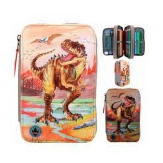 estuche-triple-dino-world-led-papelería-telli