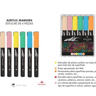 estuche-6-rotuladores-acrilico-artist-pastel-papelería-telli