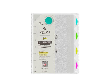 separadores-ingeniox-a5-pp-transp/neon-4-colores-papelería-telli