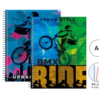 bloc-espiral-t/dura-a4-80h--4-colores-senfort-cuadro-bmx-papelería-telli