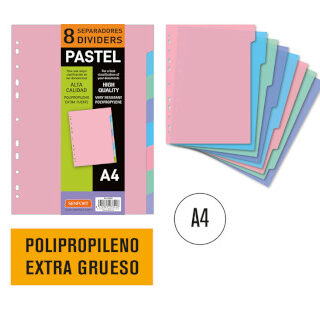 juego-8-separadores-polipropileno-extra-fuerte-pastel-papelería-telli