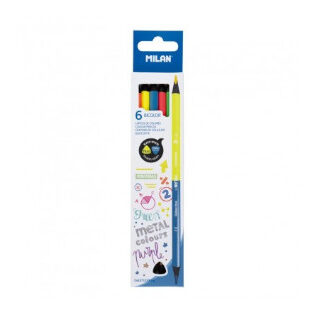 estuche-de-6-lapices-milan-bicolor-fluo-metal-papelería-telli