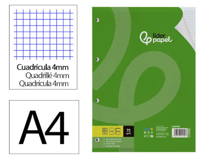recambio-liderpapel-a4-100-hojas-75gr-cuadro-4mm-con-margen-4-taladros-papelería-telli