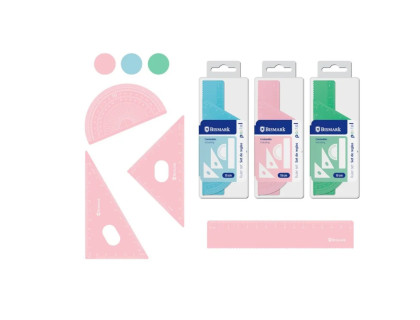 set-bismark-4-reglas-transparente-15-cm-pastel-papelería-telli