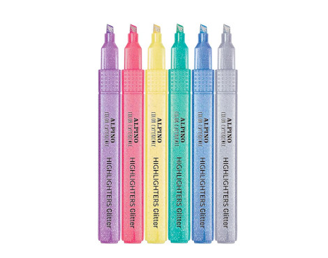 marcador-fluorescente-glitter-alpino-estuche-6-uds-papelería-telli