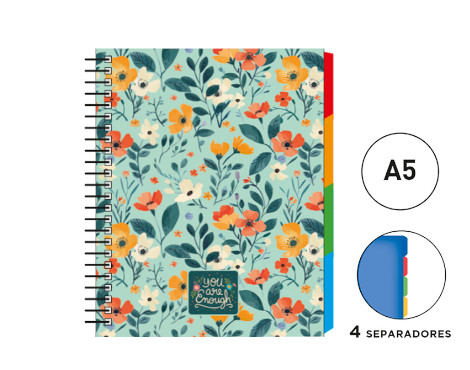 cuaderno-notas-a5-senfort-c/separadores-flowers-papelería-telli