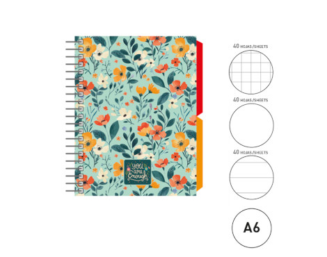 cuaderno-notas-a6-senfort-c/separadores-flowers-papelería-telli