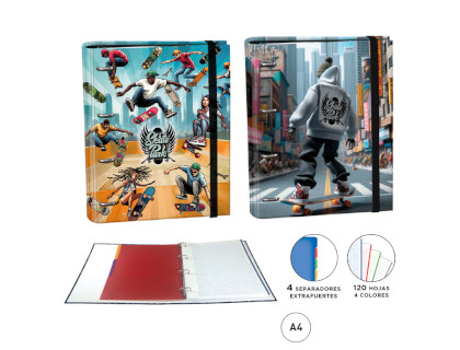 carpeta-ringbook-a4-4-anillas-100h--c/separadores-skate-surtido-papelería-telli