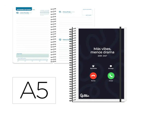 agenda-escolar-liderpapel-26-27-espiral-a5-d/p-personalizable-papelería-telli