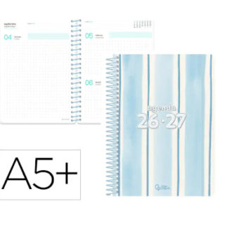 agenda-escolar-liderpapel-26-27-espiral-a5+-d/p-pattern-lineas-papelería-telli
