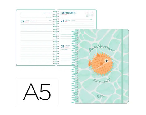 agenda-escolar-liderpapel-26-27-espiral-a5-d/p-save-planet-azul-papelería-telli