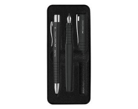 juego-regalo-faber-castell-boligrafo-y-pluma-xb-negro-papelería-telli