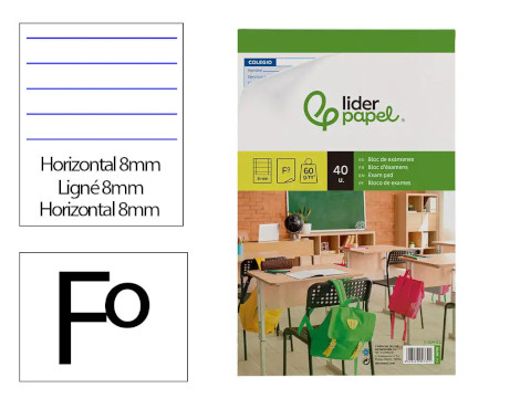 bloc-examenes-liderpapel-horizontal-folio-40-hojas-60g/m2-papelería-telli