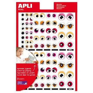 gomets-ojos-rosa-naranja-apli-papelería-telli