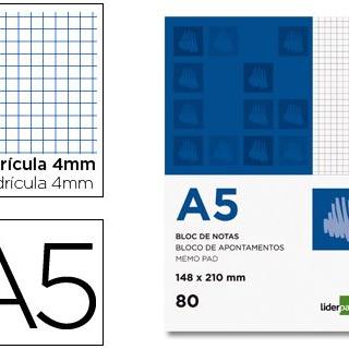 bloc-notas-liderpapel-cuadro-4mm-a5-80-hojas-60g/m2-perforado-papelería-telli